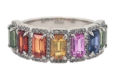 Women's Ring Natalie in 14K White Gold, 0.30CTW Diamonds and Semi-precious Stones