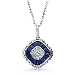 Women's Pendant Rebecca in 14K White Gold, Sapphires and 0.25CTW Diamonds
