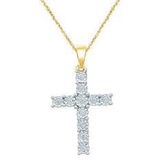 Religious Unisex Pendant Chris-2 with 10K yellow gold and 0.18CTW diamonds