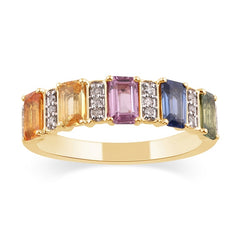 Women's Ring Allison in 14K Yellow Gold, 0.09CTW Diamonds and Semi-precious Stones