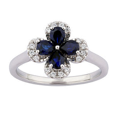 Women's Ring Talia in 10K White Gold, 0.13CTW Diamonds and 0.72CT Blue Sapphire