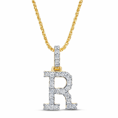 Alphabet Unisex Pendant "R" from Vérité Collection in 10K Yellow Gold and 0.21CTW Diamonds