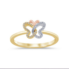 Women's Ring Buttercup in 10K Yellow and Rose Gold and 0.05CTW Diamonds