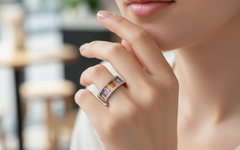 Women's Ring Valentina in 14K White Gold, 0.27CTW Diamonds and Semi-precious Stones