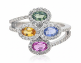 Women's Ring Maria in 14K White Gold, 0.48CTW Diamonds and Semi-precious Stones