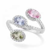 Women's Ring Autumn in 14K White Gold, 0.52CTW Diamonds and Semi-Precious Stones
