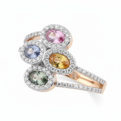 Women's Ring Audrey in 14K Yellow Gold, 0.46CTW Diamonds and Semi-precious Stones