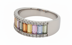 Women's Ring Valentina in 14K White Gold, 0.27CTW Diamonds and Semi-precious Stones