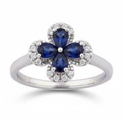 Women's Ring Talia in 10K White Gold, 0.13CTW Diamonds and 0.72CT Blue Sapphire