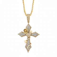 Religious Unisex Pendant Chris-1 in 10K Yellow Gold and 0.67CTW Diamonds