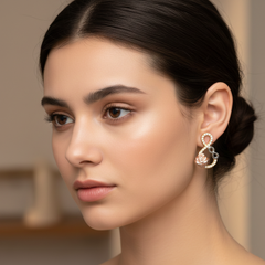 Women's Earrings Gracie in 10K Yellow, White and Rose Gold (Tri-color) and 0.11CTW Diamonds