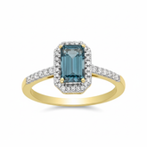 Women's Ring Liliana in 14K Yellow Gold, 0.16CTW Diamonds and 0.53 Carats Blue Sapphire