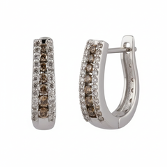 Women's Earrings Ariana in 10K White Gold and 0.55CTW White and Brown Diamonds