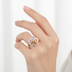 Women's Ring Everly in 14K Yellow Gold, 0.13CTW Diamonds and 1.24 Carats Semi-Precious Stones