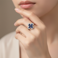 Women's Ring Talia in 10K White Gold, 0.13CTW Diamonds and 0.72CT Blue Sapphire