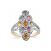 Women's Ring Kendall in 14K Yellow Gold, 0.53CTW Diamonds and Semi-precious Stones
