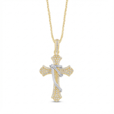 Religious Unisex Pendant Chris-3 with 10K Yellow and White Gold and 0.15CTW Diamonds