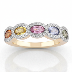 Women's Ring Claire in 14K Yellow Gold, 0.37CTW Diamonds and Semi-precious Stones