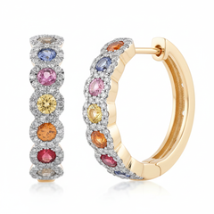 Women's Earrings Naomi in 14K Yellow Gold, 0.61CTW Diamonds and Semi-Precious Stones