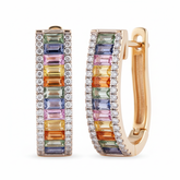 Women's Earrings Clara in 14K Yellow Gold, 0.69CTW Diamonds and Semi-precious Stones