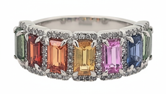 Women's Ring Natalie in 14K White Gold, 0.30CTW Diamonds and Semi-precious Stones