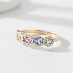 Women's Ring Claire in 14K Yellow Gold, 0.37CTW Diamonds and Semi-precious Stones