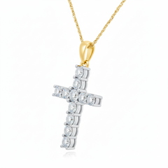 Religious Unisex Pendant Chris-2 with 10K yellow gold and 0.18CTW diamonds