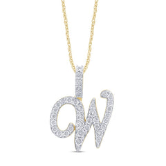 Alphabet Unisex Pendant "W" from Regalia Collection in 10K White Gold and 0.45CTW Diamonds