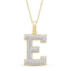 Alphabet Unisex Pendant "E" from Hollywood Collection in 10K Yellow Gold and 0.42CTW Diamonds