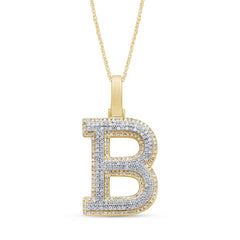 Alphabet Unisex Pendant "B" from Hollywood Collection in 10K Yellow Gold and 0.43CTW Diamonds