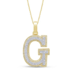 Alphabet Unisex Pendant "G" from Hollywood Collection in 10K Yellow Gold and 0.45CTW Diamonds