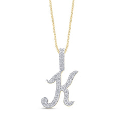 Alphabet Unisex Pendant "K" from Regalia Collection in 10K White Gold and 0.20CTW Diamonds
