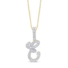 Alphabet Unisex Pendant "E" from Regalia Collection in 10K White Gold and 0.20CTW Diamonds