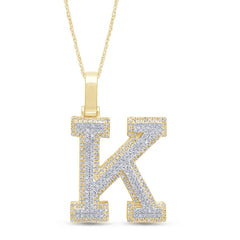 Alphabet Unisex Pendant "K" from Hollywood Collection in 10K Yellow Gold and 0.49CTW Diamonds