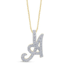 Alphabet Unisex Pendant "A" from Regalia Collection in 10K White Gold and 0.30CTW Diamonds