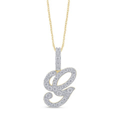 Alphabet Unisex Pendant "G" from Regalia Collection in 10K White Gold and 0.26CTW Diamonds