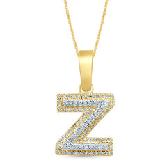 Alphabet Unisex Pendant "Z" from Hollywood Collection in 10K Yellow Gold and 0.15CTW Diamonds