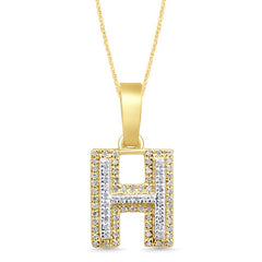 Alphabet Unisex Pendant "H" from Hollywood Collection in 10K Yellow Gold and 0.15CTW Diamonds