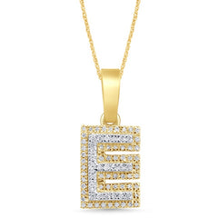 Alphabet Unisex Pendant "E" from Hollywood Collection in 10K Yellow Gold and 0.13CTW Diamonds