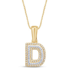 Alphabet Unisex Pendant "D" from Hollywood Collection in 10K Yellow Gold and 0.15CTW Diamonds