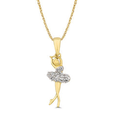 Women's Pendant Eliza in 10K Yellow Gold and 0.10CTW Diamonds "DANCING DOLL"