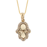 Religious Unisex Pendant Hamsa-1 in 10K Yellow Gold and 0.11CTW Diamonds