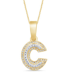 Alphabet Unisex Pendant "C" from Hollywood Collection in 10K Yellow Gold and 0.12CTW Diamonds
