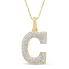 Alphabet Unisex Pendant "C" from Hollywood Collection in 10K Yellow Gold and 0.35CTW Diamonds