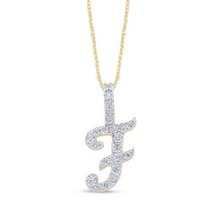 Alphabet Unisex Pendant "F" from Regalia Collection in 10K White Gold and 0.31CTW Diamonds
