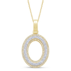 Alphabet Unisex Pendant "O" from Hollywood Collection in 10K Yellow and White Gold and 0.38CTW Diamonds