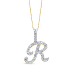 Alphabet Unisex Pendant "R" from Regalia Collection in 10K White Gold and 0.34CTW Diamonds