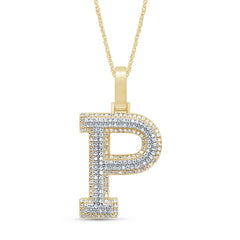Alphabet Unisex Pendant "P" from Hollywood Collection in 10K Yellow Gold and 0.34CTW Diamonds