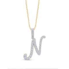 Alphabet Unisex Pendant "N" from Regalia Collection in 10K White Gold and 0.38CTW Diamonds