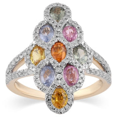 Women's Ring Kendall in 14K Yellow Gold, 0.53CTW Diamonds and Semi-precious Stones